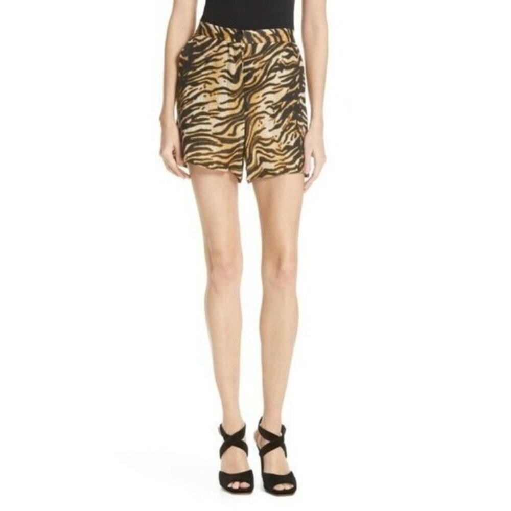 Rachel Comey Shorts Sycamore Tiger Print High Rise Linen Shorts SZ 2 NWT $325